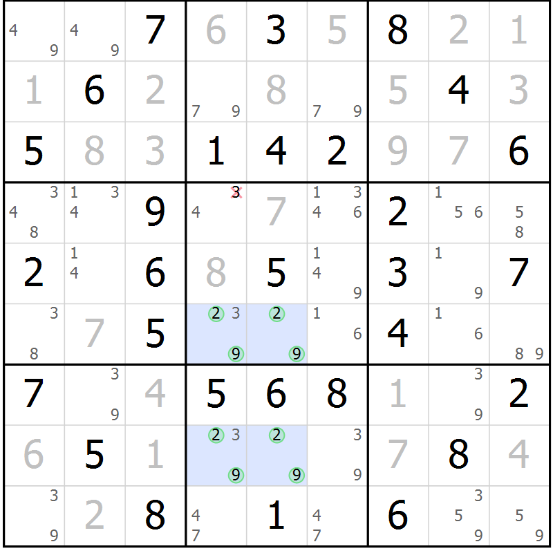 Position des candidats pour la solution de la Gr 38 page 41 du magazine de sudoku Virtuose n° 109