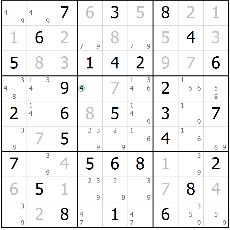 Position des candidats pour la solution de la Gr 38 page 41 du magazine de sudoku Virtuose n° 109