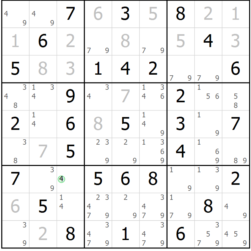 Position des candidats pour la solution de la Gr 38 page 41 du magazine de sudoku Virtuose n° 109