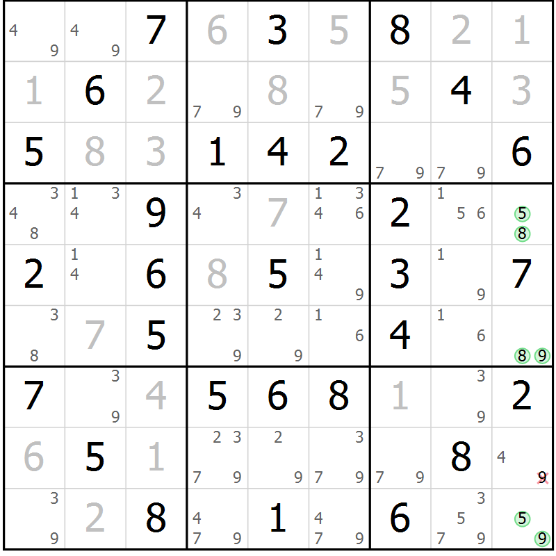 Position des candidats pour la solution de la Gr 38 page 41 du magazine de sudoku Virtuose n° 109
