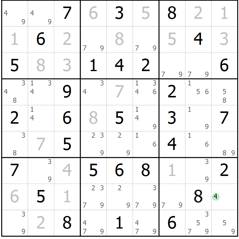 Position des candidats pour la solution de la Gr 38 page 41 du magazine de sudoku Virtuose n° 109