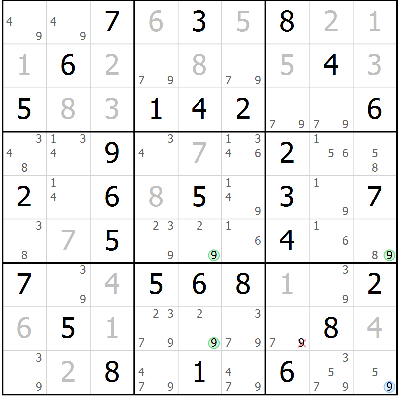 Position des candidats pour la solution de la Gr 38 page 41 du magazine de sudoku Virtuose n° 109