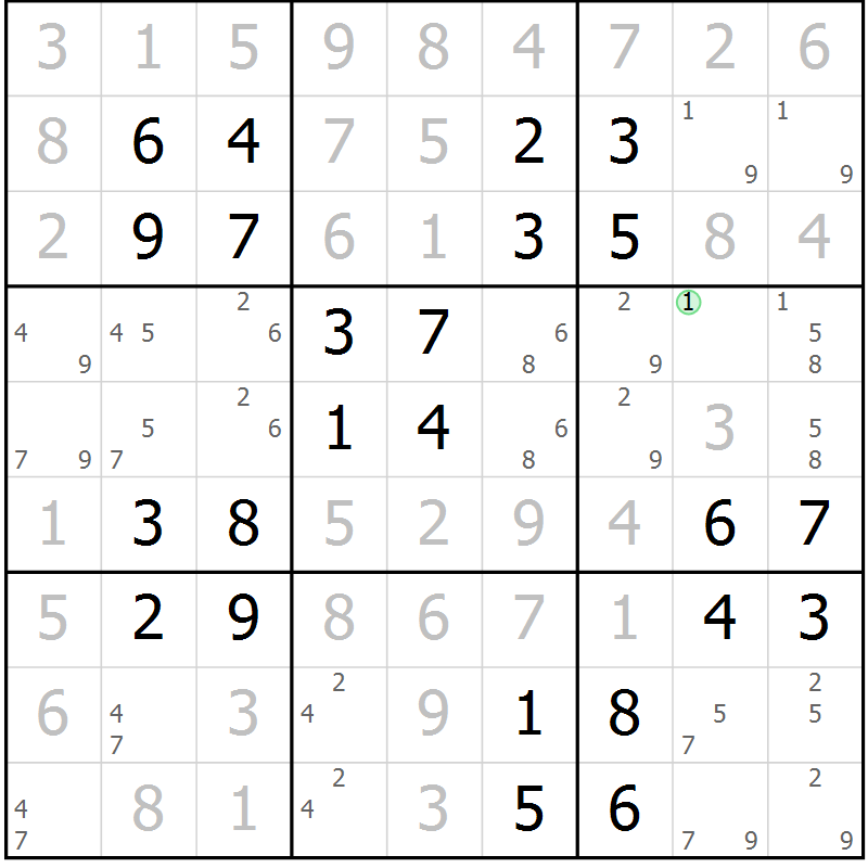 Position des candidats pour la solution de la Gr 39 page 42 du magazine de sudoku Virtuose n° 109