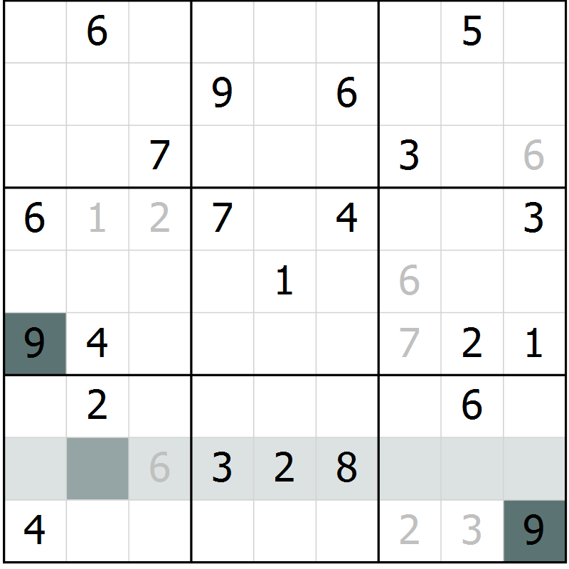 Position des candidats pour la solution de la Gr 4 page 7 du magazine de sudoku Virtuose n° 109