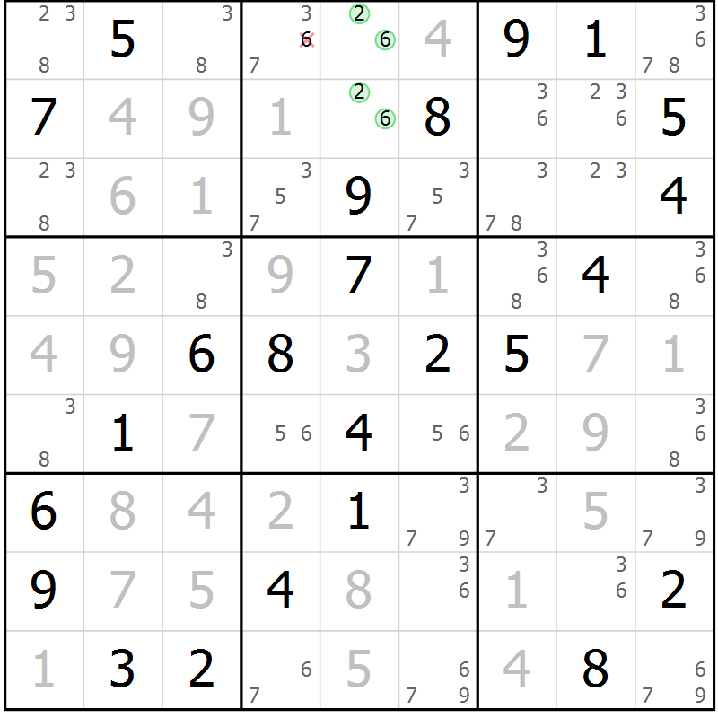 Position des candidats pour la solution de la Gr 40 page 43 du magazine de sudoku Virtuose n° 109