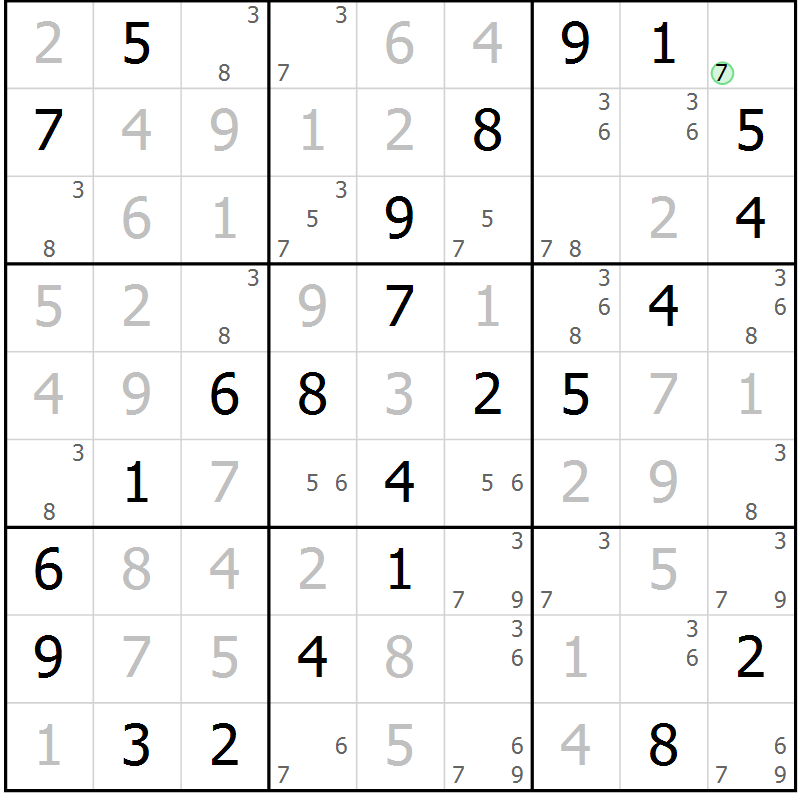 Position des candidats pour la solution de la Gr 40 page 43 du magazine de sudoku Virtuose n° 109