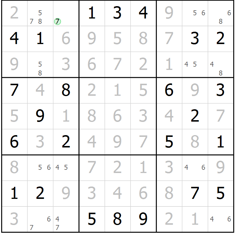 Position des candidats pour la solution de la Gr 41 page 44 du magazine de sudoku Virtuose n° 109