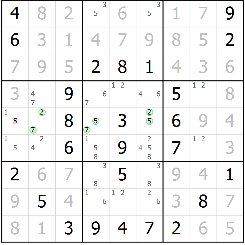 Position des candidats pour la solution de la Gr 44 page 47 du magazine de sudoku Virtuose n° 109