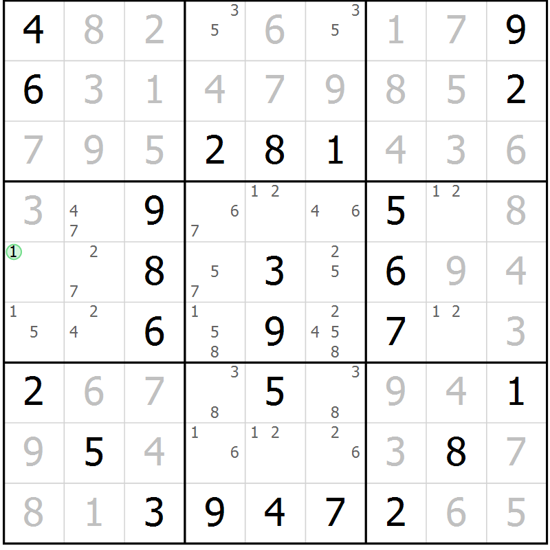 Position des candidats pour la solution de la Gr 44 page 47 du magazine de sudoku Virtuose n° 109