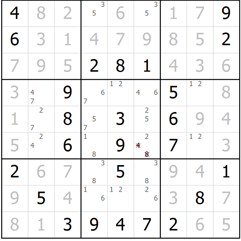 Position des candidats pour la solution de la Gr 44 page 47 du magazine de sudoku Virtuose n° 109