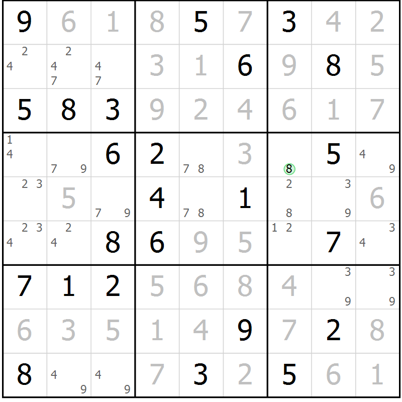 Position des candidats pour la solution de la Gr 47 page 50 du magazine de sudoku Virtuose n° 109