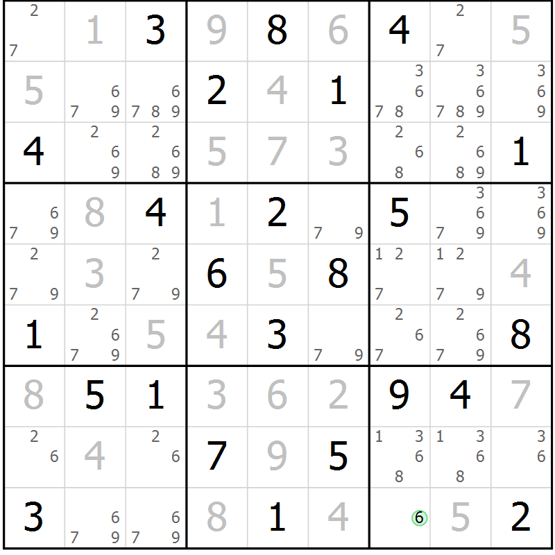 Position des candidats pour la solution de la Gr 48 page 51 du magazine de sudoku Virtuose n° 109