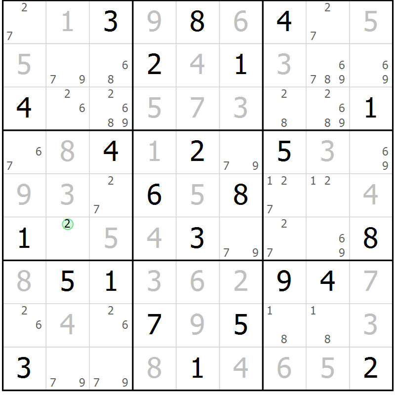 Position des candidats pour la solution de la Gr 48 page 51 du magazine de sudoku Virtuose n° 109