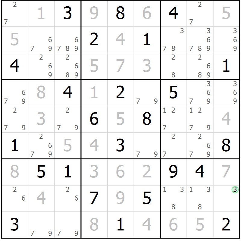 Position des candidats pour la solution de la Gr 48 page 51 du magazine de sudoku Virtuose n° 109