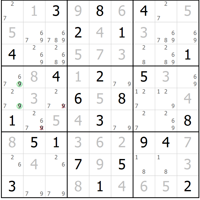Position des candidats pour la solution de la Gr 48 page 51 du magazine de sudoku Virtuose n° 109