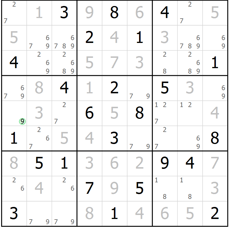 Position des candidats pour la solution de la Gr 48 page 51 du magazine de sudoku Virtuose n° 109