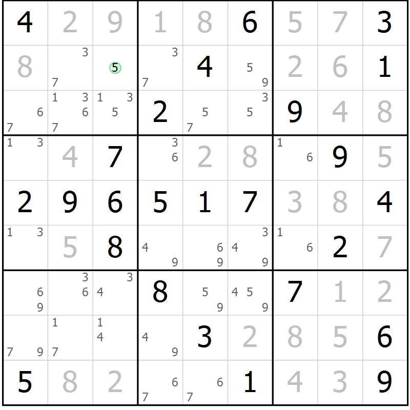 Position des candidats pour la solution de la Gr 50 page 53 du magazine de sudoku Virtuose n° 109