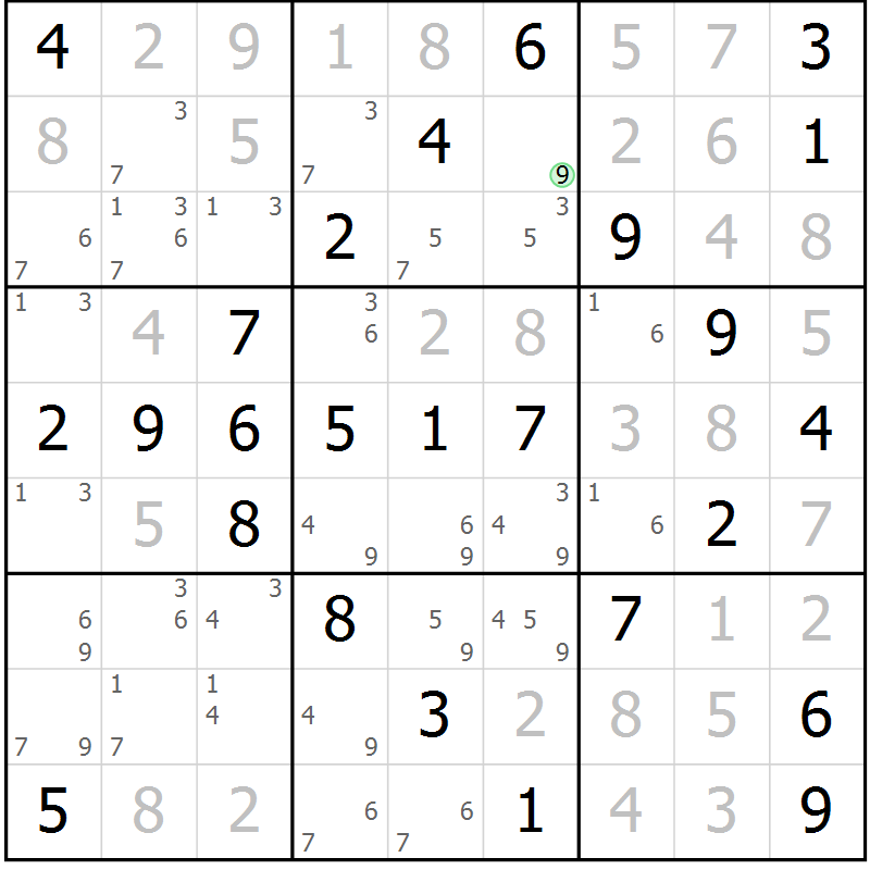 Position des candidats pour la solution de la Gr 50 page 53 du magazine de sudoku Virtuose n° 109
