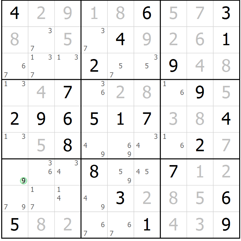 Position des candidats pour la solution de la Gr 50 page 53 du magazine de sudoku Virtuose n° 109