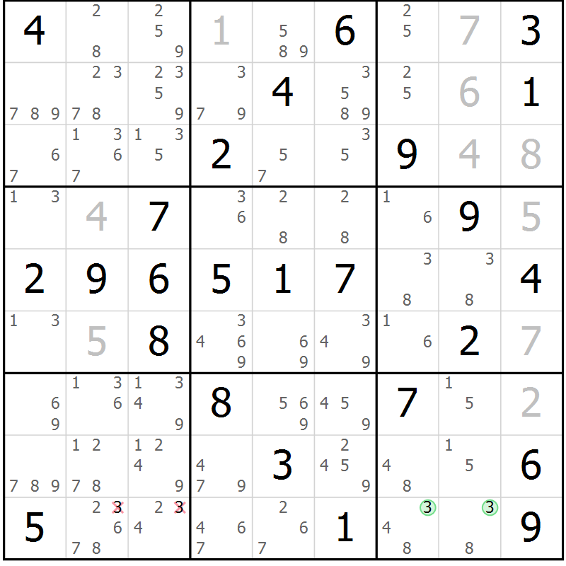 Position des candidats pour la solution de la Gr 50 page 53 du magazine de sudoku Virtuose n° 109