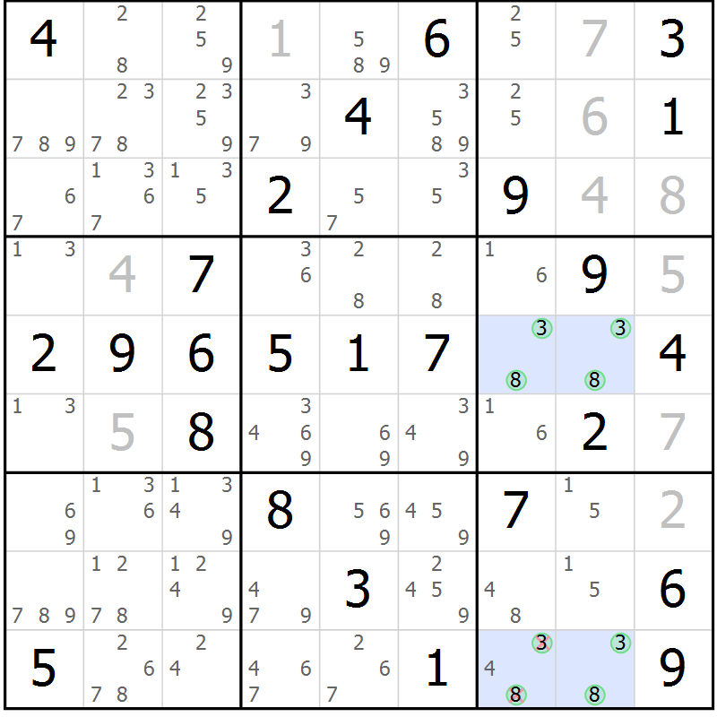 Position des candidats pour la solution de la Gr 50 page 53 du magazine de sudoku Virtuose n° 109