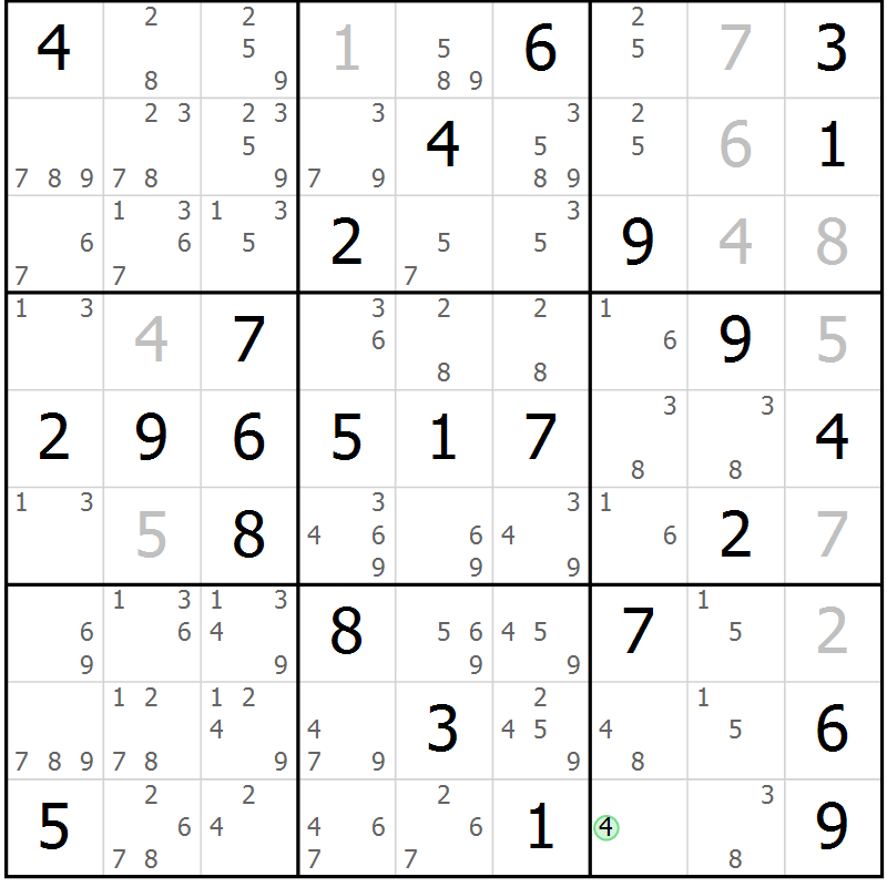 Position des candidats pour la solution de la Gr 50 page 53 du magazine de sudoku Virtuose n° 109