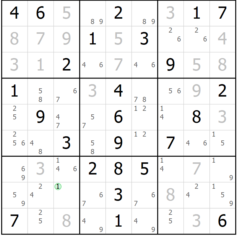 Position des candidats pour la solution de la Gr 53 page 56 du magazine de sudoku Virtuose n° 109