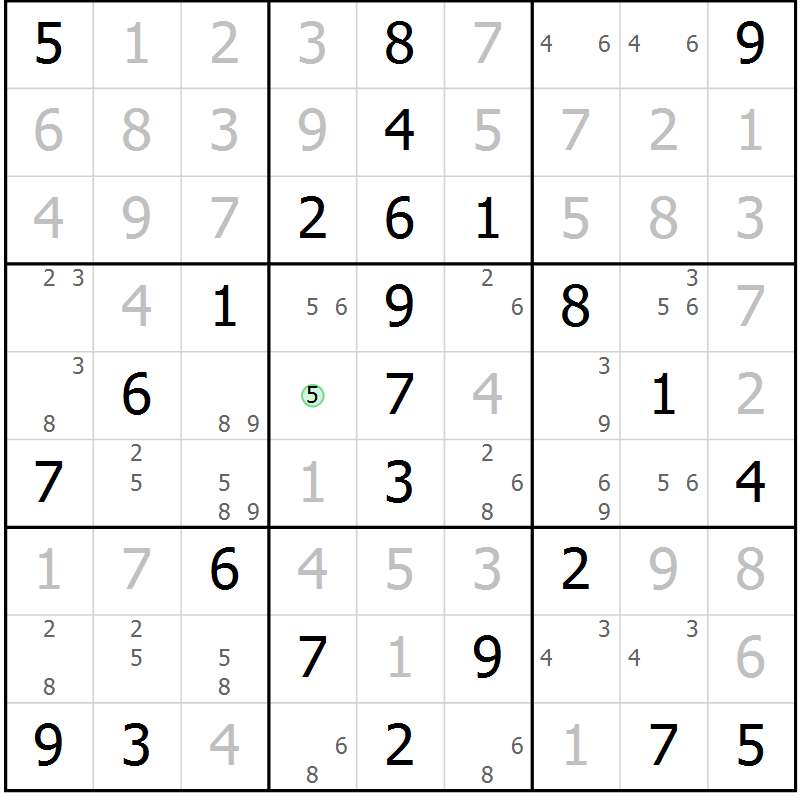 Position des candidats pour la solution de la Gr 54 page 57 du magazine de sudoku Virtuose n° 109