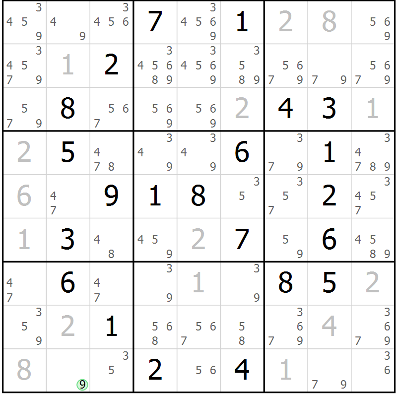 Position des candidats pour la solution de la Gr 55 page 58 du magazine de sudoku Virtuose n° 109