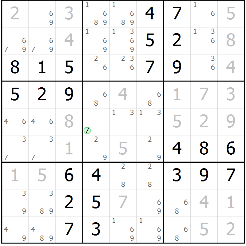 Position des candidats pour la solution de la Gr 56 page 59 du magazine de sudoku Virtuose n° 109