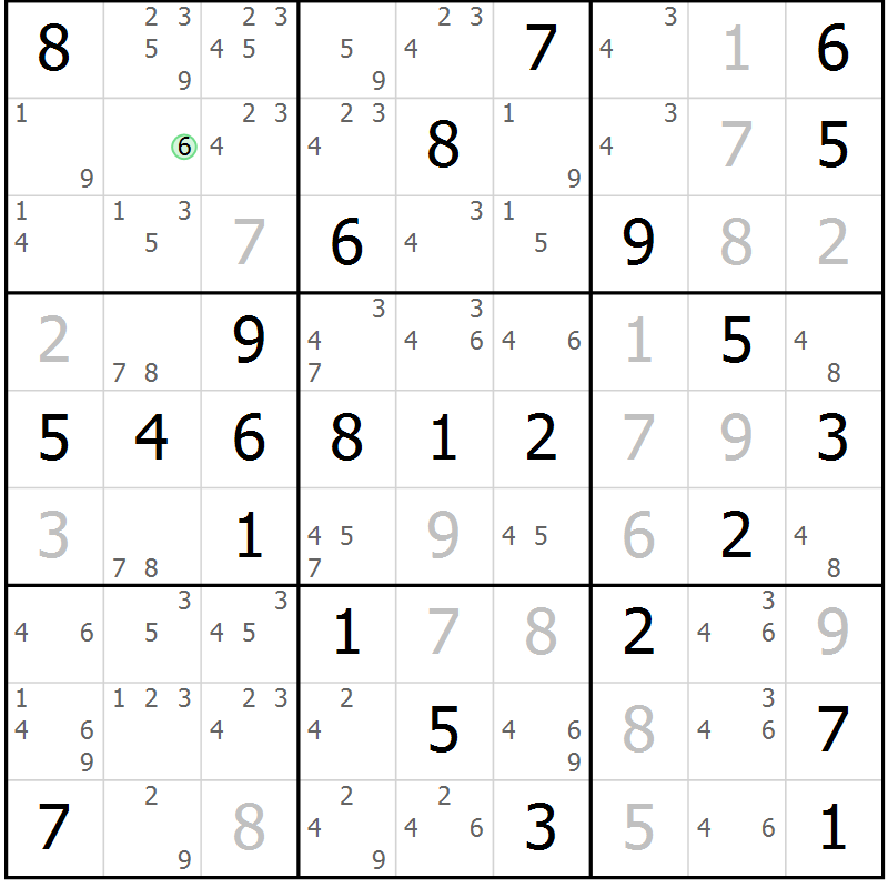 Position des candidats pour la solution de la Gr 59 page 62 du magazine de sudoku Virtuose n° 109