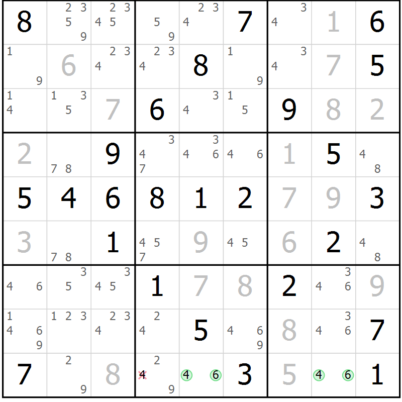 Position des candidats pour la solution de la Gr 59 page 62 du magazine de sudoku Virtuose n° 109