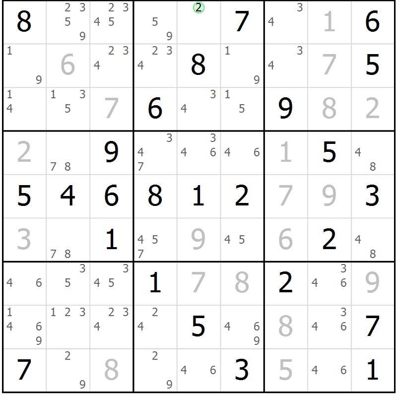 Position des candidats pour la solution de la Gr 59 page 62 du magazine de sudoku Virtuose n° 109