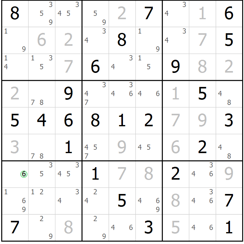 Position des candidats pour la solution de la Gr 59 page 62 du magazine de sudoku Virtuose n° 109