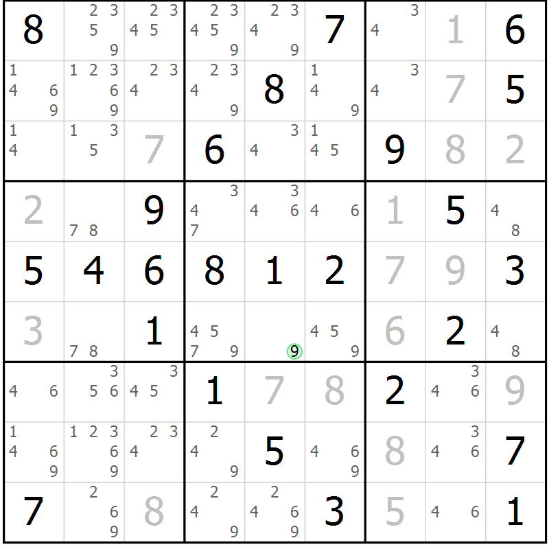 Position des candidats pour la solution de la Gr 59 page 62 du magazine de sudoku Virtuose n° 109