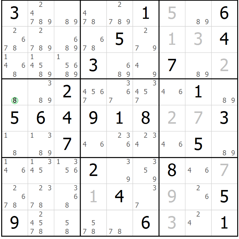Position des candidats pour la solution de la Gr 60 page 63 du magazine de sudoku Virtuose n° 109