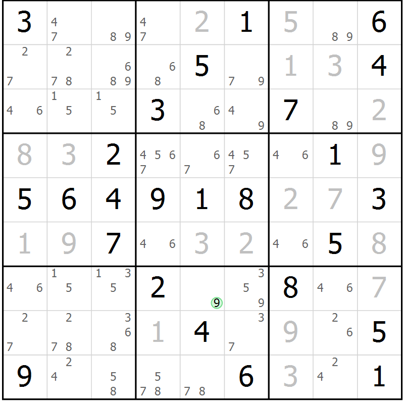 Position des candidats pour la solution de la Gr 60 page 63 du magazine de sudoku Virtuose n° 109
