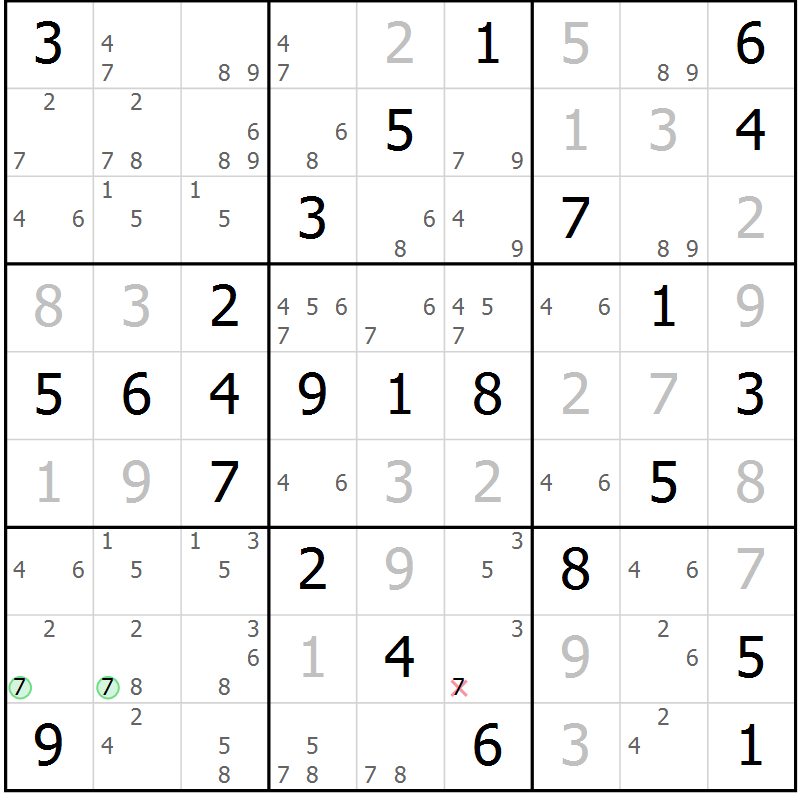 Position des candidats pour la solution de la Gr 60 page 63 du magazine de sudoku Virtuose n° 109
