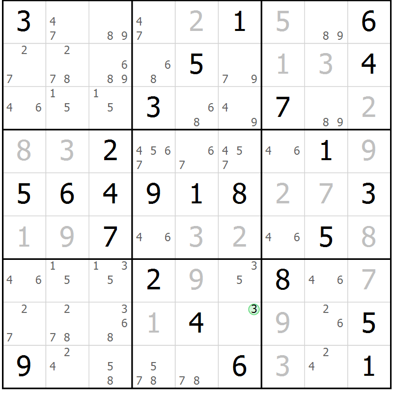 Position des candidats pour la solution de la Gr 60 page 63 du magazine de sudoku Virtuose n° 109