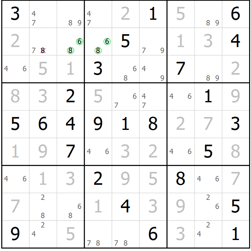 Position des candidats pour la solution de la Gr 60 page 63 du magazine de sudoku Virtuose n° 109
