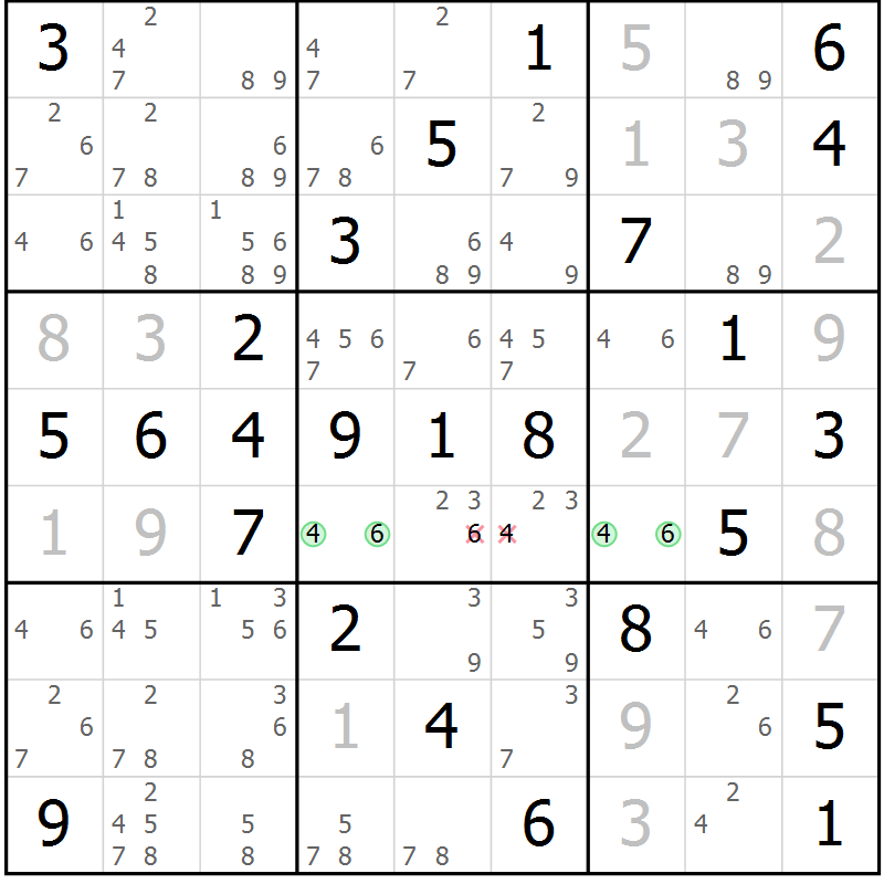 Position des candidats pour la solution de la Gr 60 page 63 du magazine de sudoku Virtuose n° 109