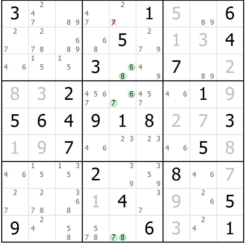 Position des candidats pour la solution de la Gr 60 page 63 du magazine de sudoku Virtuose n° 109