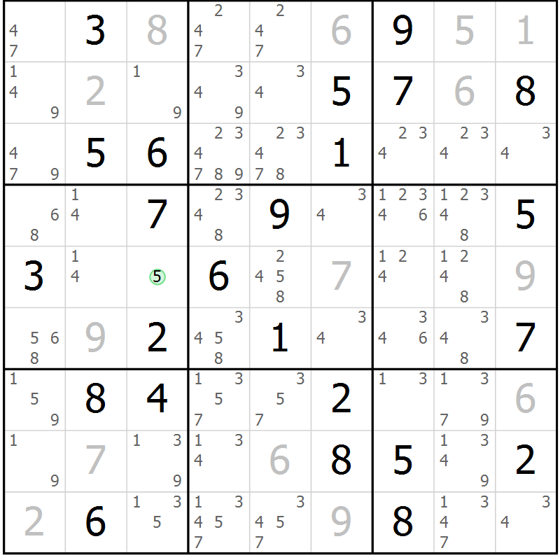 Position des candidats pour la solution de la Gr 62 page 65 du magazine de sudoku Virtuose n° 109