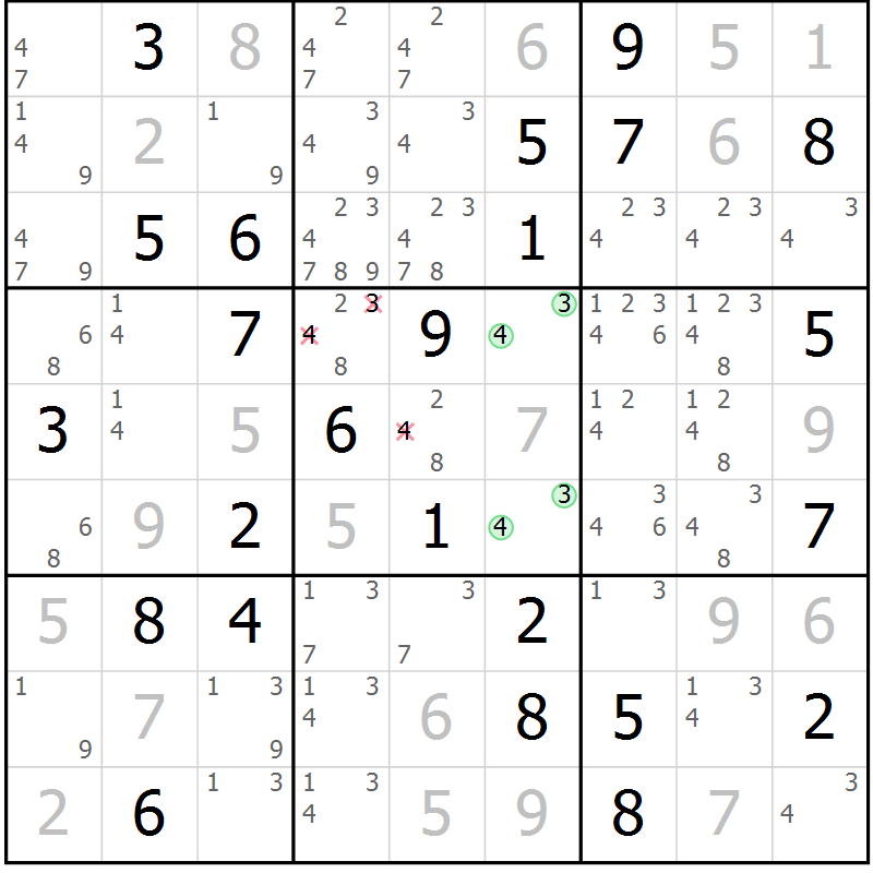 Position des candidats pour la solution de la Gr 62 page 65 du magazine de sudoku Virtuose n° 109