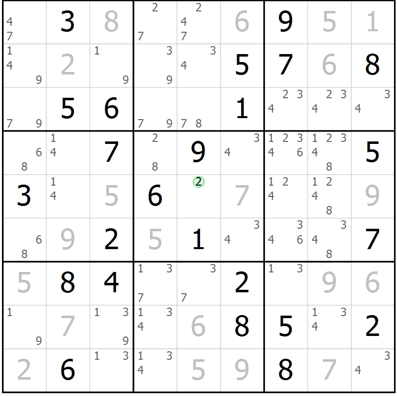 Position des candidats pour la solution de la Gr 62 page 65 du magazine de sudoku Virtuose n° 109