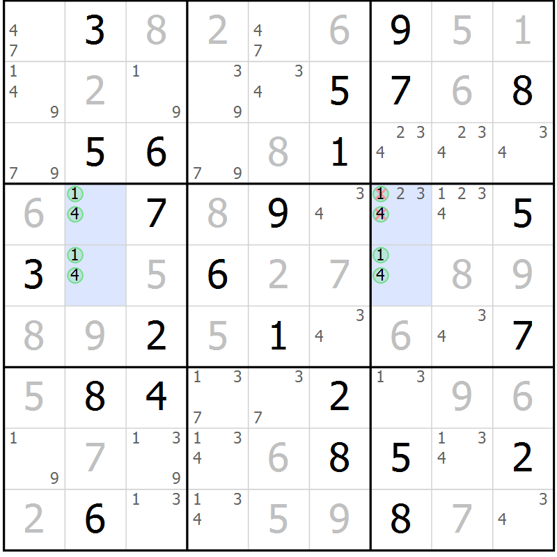 Position des candidats pour la solution de la Gr 62 page 65 du magazine de sudoku Virtuose n° 109