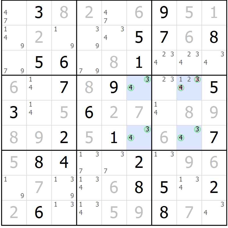 Position des candidats pour la solution de la Gr 62 page 65 du magazine de sudoku Virtuose n° 109