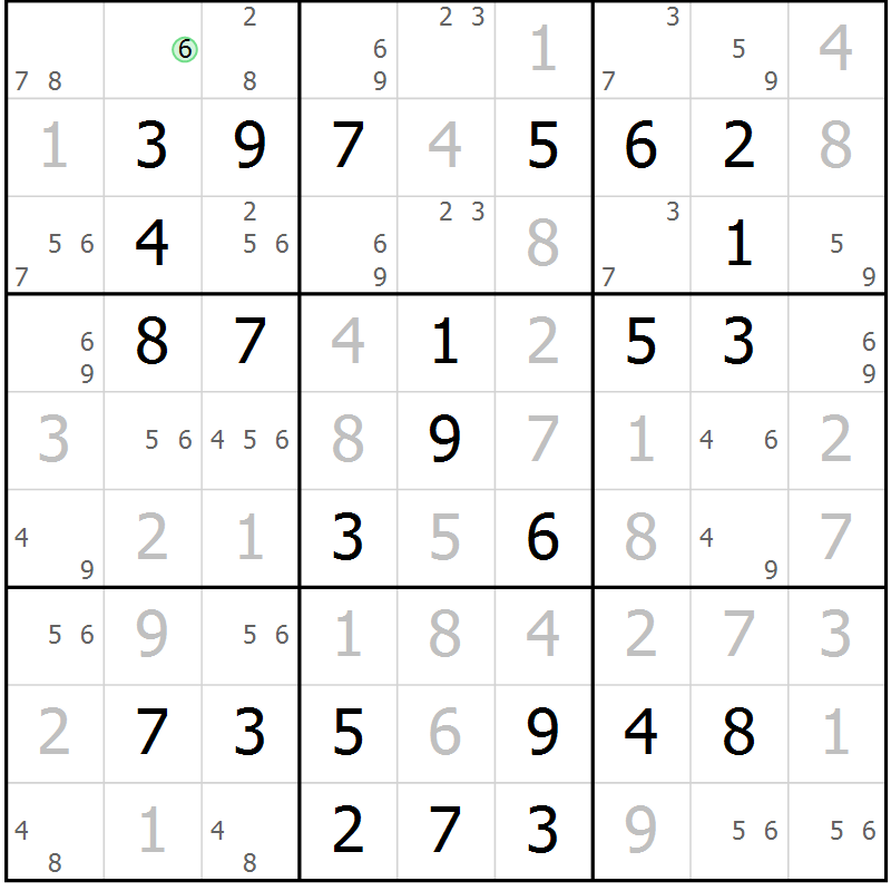 Position des candidats pour la solution de la Gr 63 page 66 du magazine de sudoku Virtuose n° 109