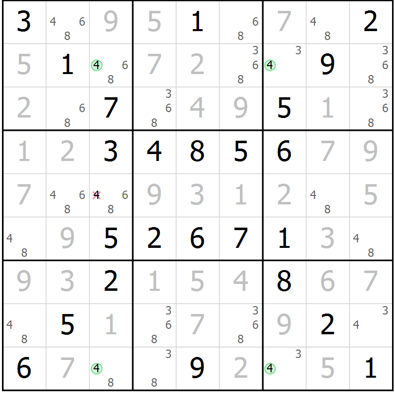 Position des candidats pour la solution de la Gr 64 page 67 du magazine de sudoku Virtuose n° 109