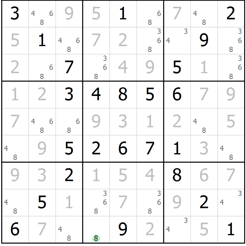 Position des candidats pour la solution de la Gr 64 page 67 du magazine de sudoku Virtuose n° 109
